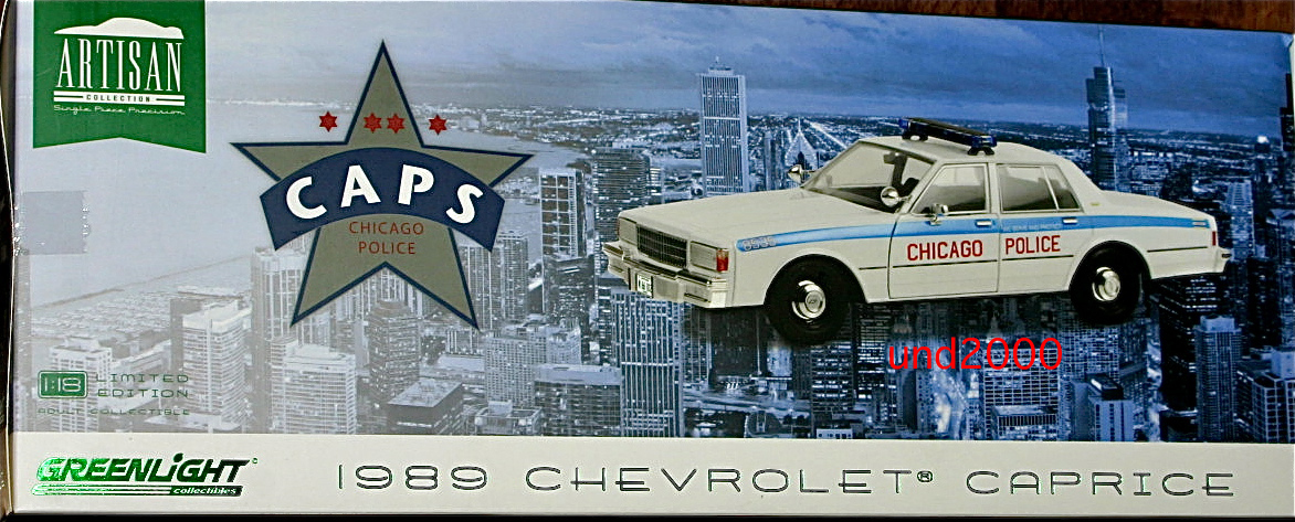 Greenlight 1/18 1989 Chevrolet Caprice Chevrolet Caprice Chicago Police Chicago Police CAPS Police car green light patrol car 