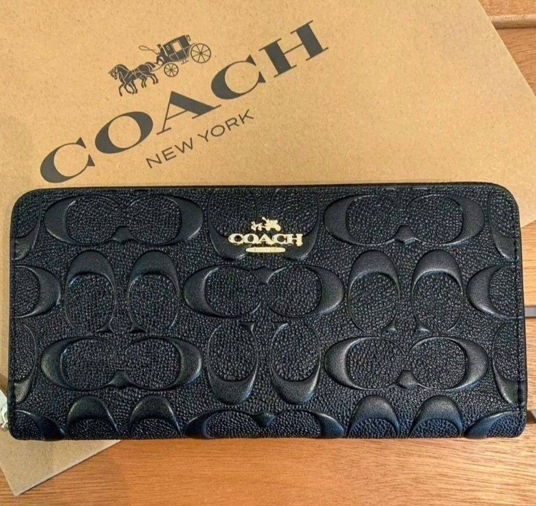 【新品未使用♪大特価♪正規品♪】高級感抜群♪COACH長財布♪大人気ブラック×オシャレ柄♪