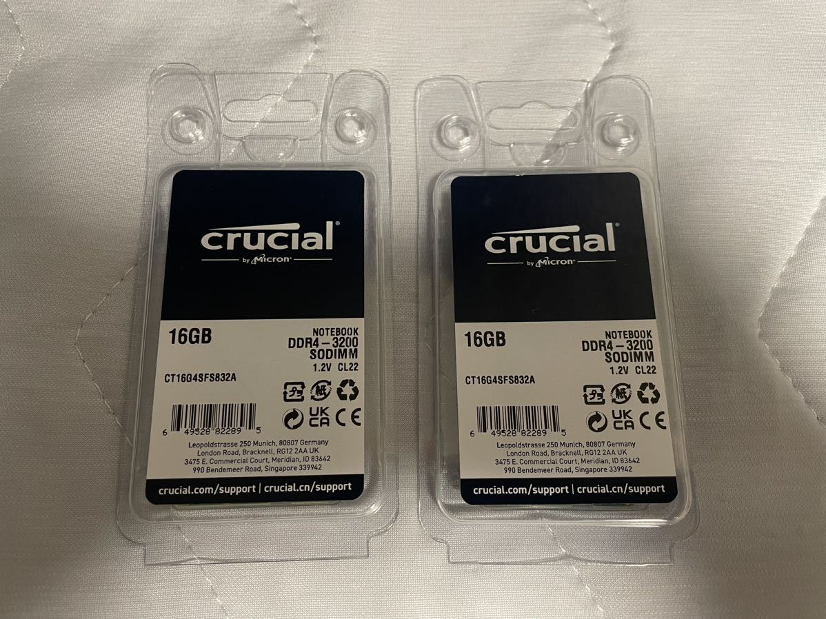 crucial ノートPC用16GB（8GB×2）DDR4-3200