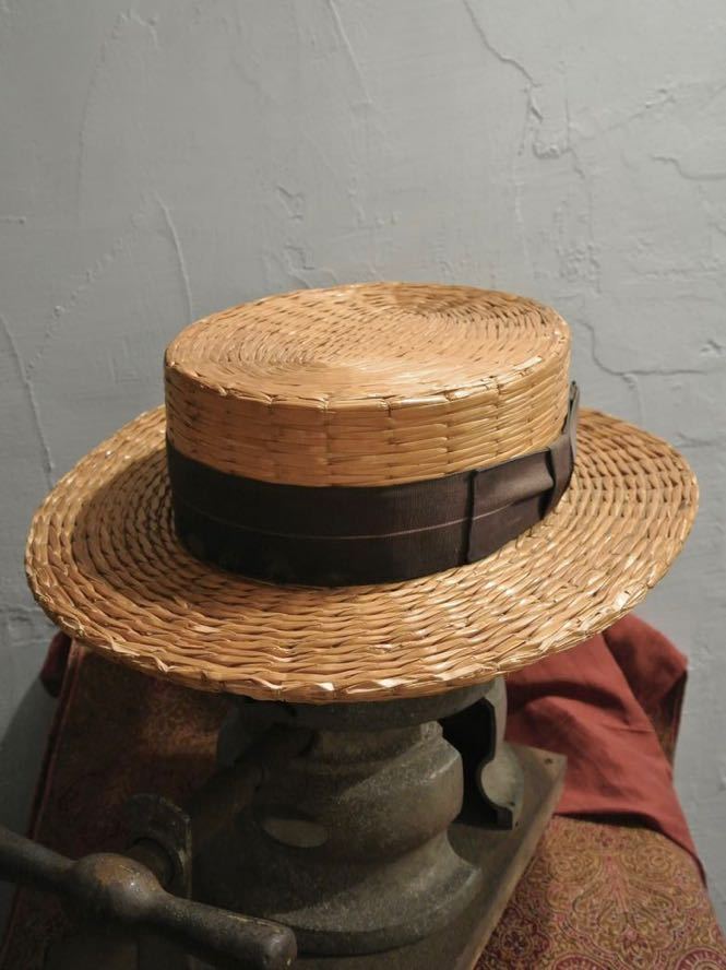 Vintage yeddo boaterhatヴィンテージイェドボーターハットカンカン帽