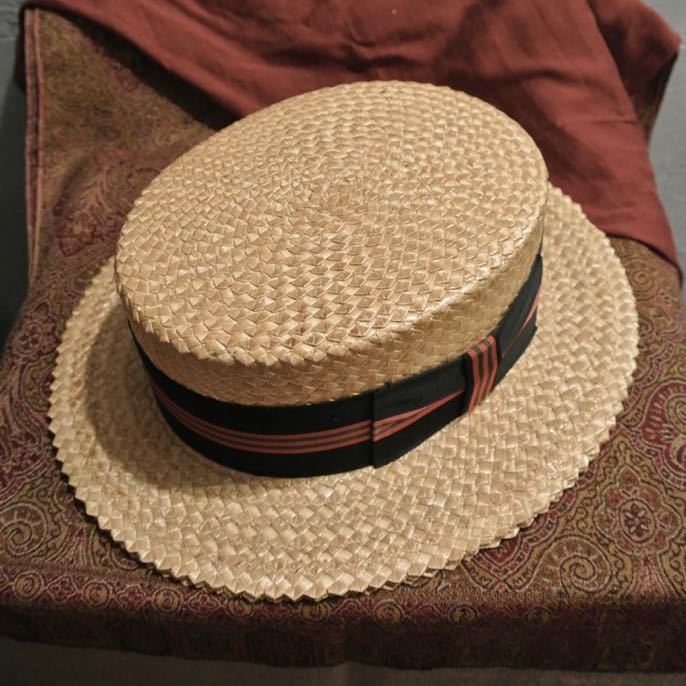 50's Vintage BERG boater hat 1/4ヴィンテージボーターハットカンカン