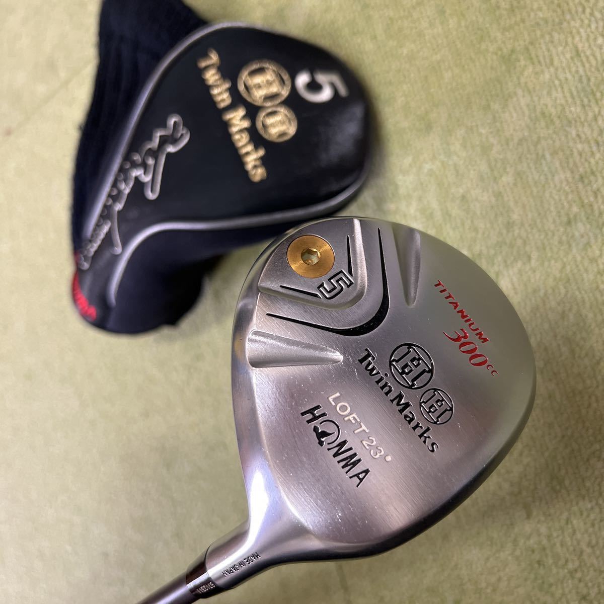 W828 希少美品 ヒロホンマ Twin Marks 銀チタン 5W 23° 純正カーボンR