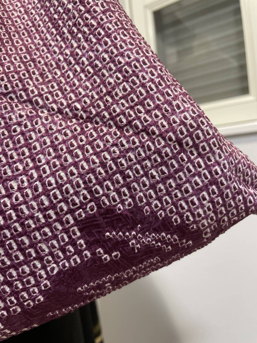 着物リメイク☆ちょっと大きめエコバッグあづま袋を作りました 正絹縮緬＆絞り 黒紫