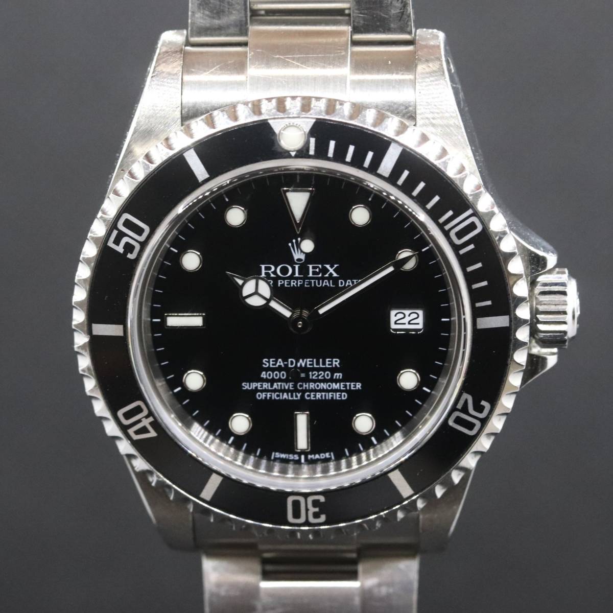 ロレックス シードゥエラー 16600 自動巻き cal.3135 メンズ腕時計 K番 黒文字盤 純正SSベルト ROREXの画像1