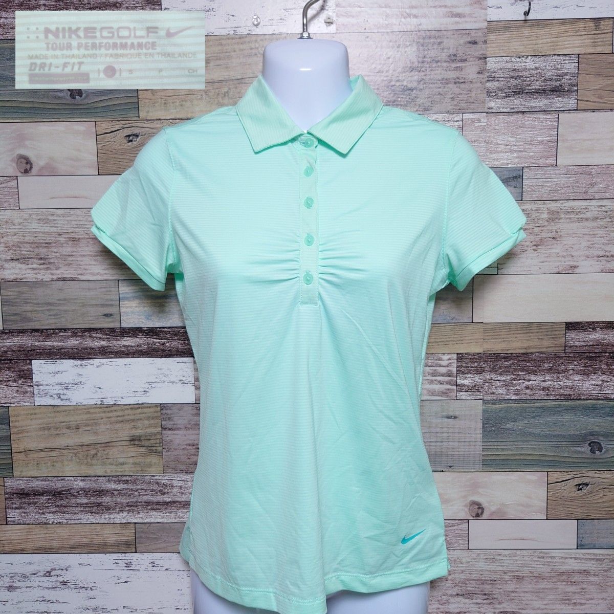 【NIKE】　ゴルフ 半袖ポロシャツ ライトミントグリーンDRI-FIT レディース S ゴルフウェア （美品）　ナイキ