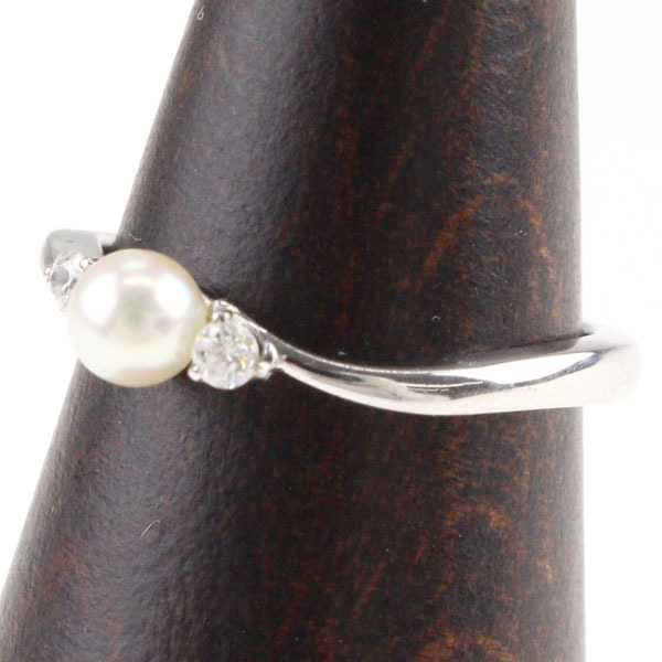 MIKIMOTO/ミキモト レディース リング 指輪 K18WG 18金 ダイヤ パール
