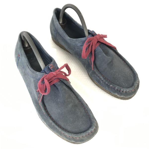 ポルトガル製☆Padmore & Barnes ?☆ワラビー/デザートブーツ【8/26.5/紺/Navy】スエードレザー/クレープソール/shoes◎CD-143_画像1