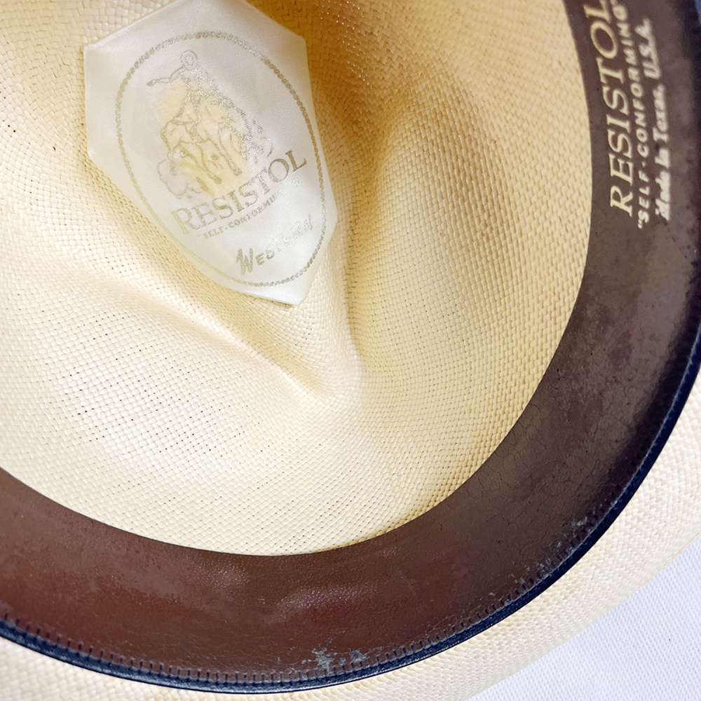 別注! 60's RESISTOL 58.5CM ランチャー パナマ ハット RANCHER PANAMA HAT レジストル ウエスタン カンカン帽 STRAW ストロー VINTAGE 着_画像8