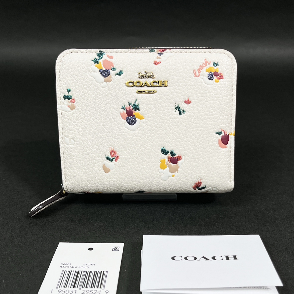 【COACH 100%本物 新品 コーチ USAアウトレット正規品】ビフォルド ウォレット フローラル プリント 二つ折り 財布 C6001 花柄_画像1