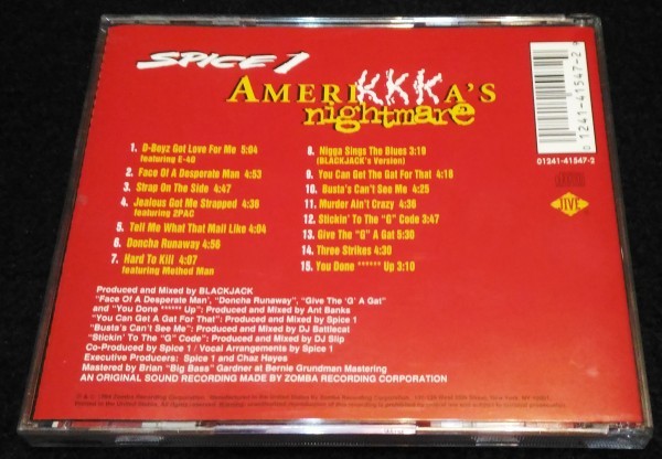 Spice 1 / AmeriKKKa's Nightmare ★2PAC　Method Man　E-40　1994年US盤　G-RAP_画像3