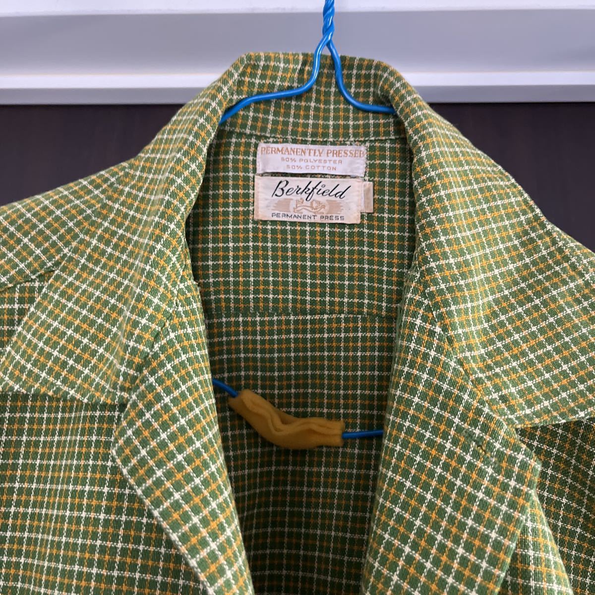  винтажный   открытый  рубашка  　 старый 60s ...USA  полиэстер  ＆ хлопок  　 medium 　 большой ...　    цена ... товар 　...
