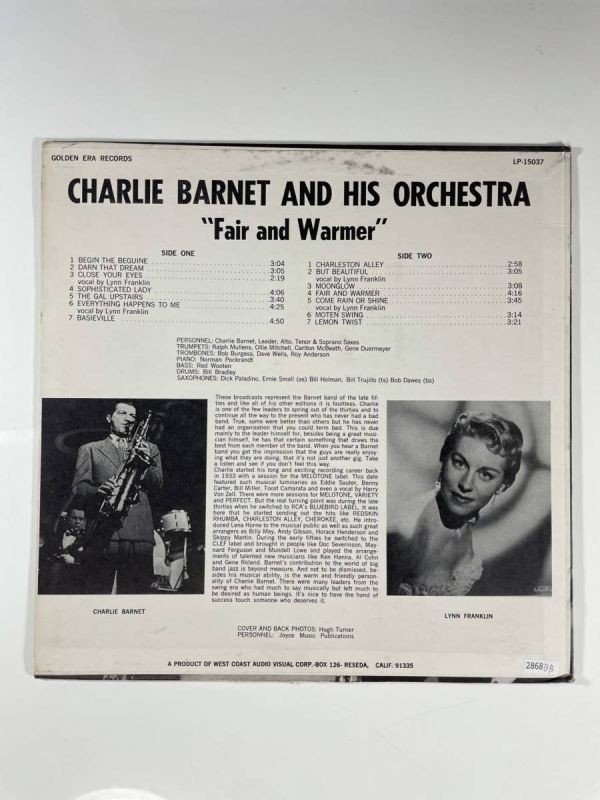 2868 【直輸入盤】 CHARLIE BARNET AND HIS ORCHESTRA/Fair and Warmer_画像2