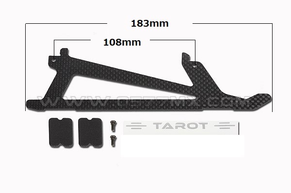 TAROT 450 SPORT / V2 カーボン ランディング スキッド 1枚 (全長183mm)_画像2