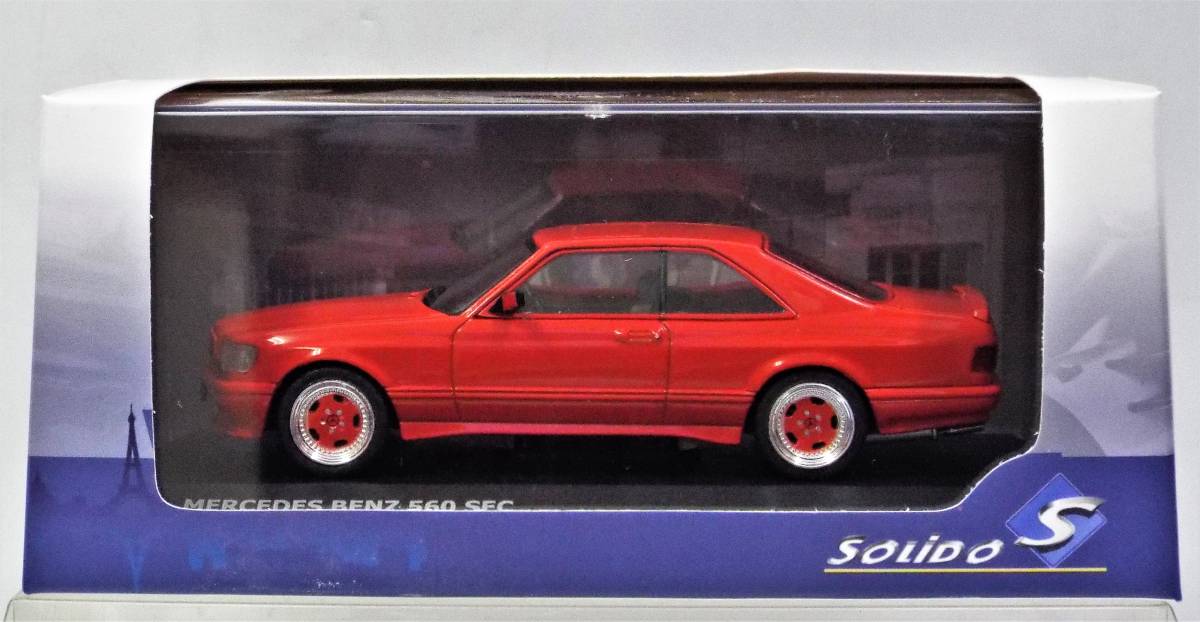 【ソリド】1/43 メルセデスベンツ 560SEC (W126) 2ドアクーペ ワイドボディ レッド (商品№ S4310902)のダイキャスト製ミニカー 並行輸入品_専用パッケージ＆クリヤケース入り