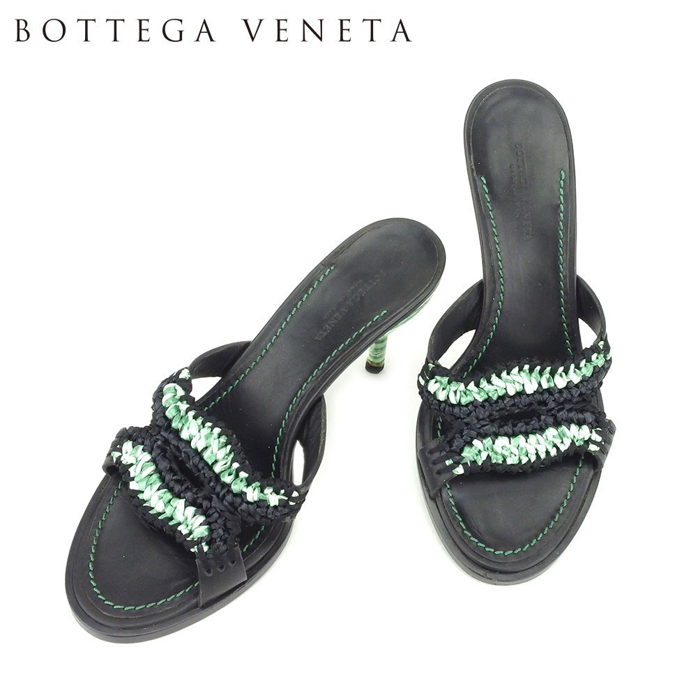 上品な ボッテガ ヴェネタ 中古 ブラック グリーン #34 レディース 靴