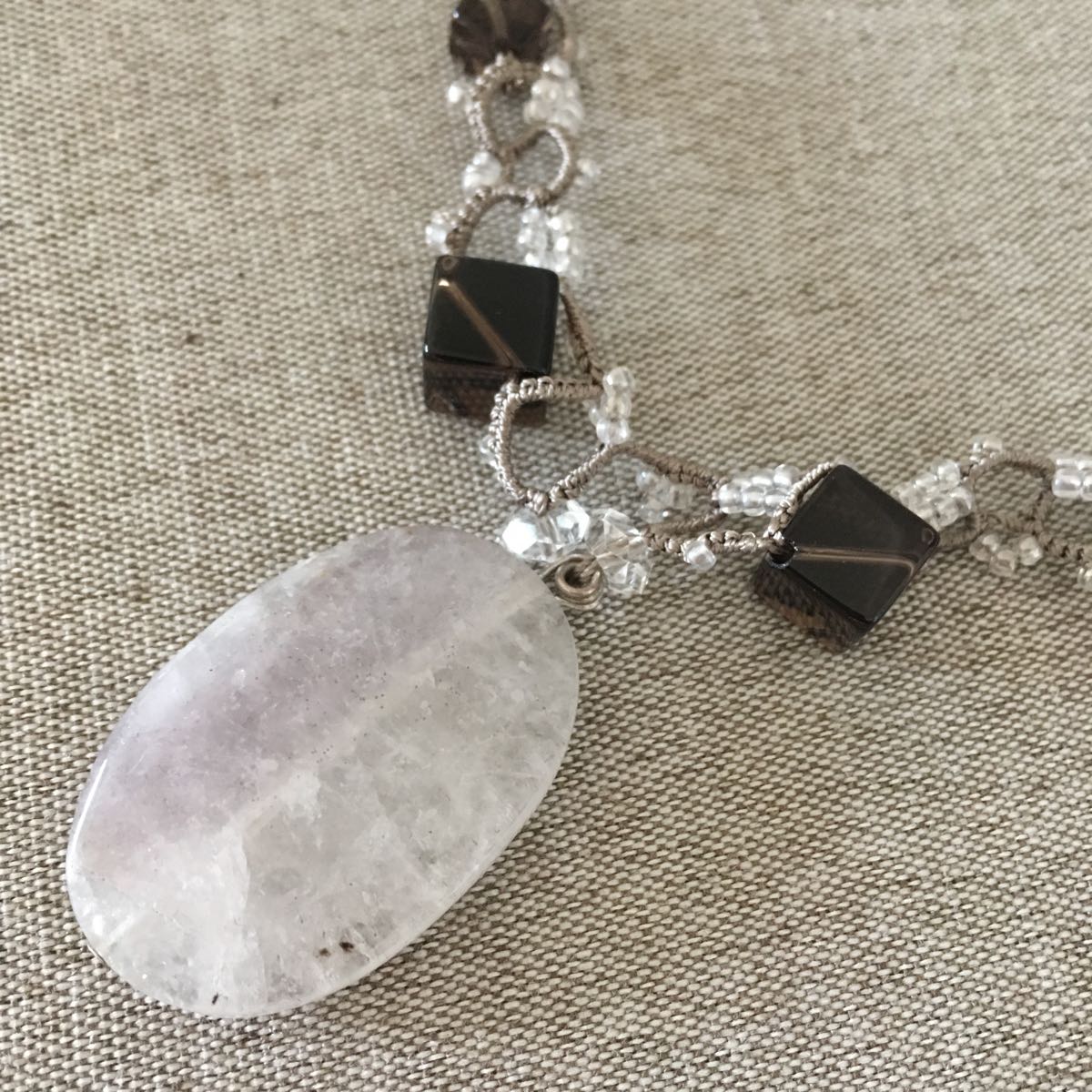  vertical .n Grace necklace Touch n Grace lacework quarts Brown ge- site quartz crystal 