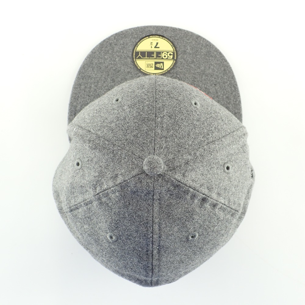 美品 Supreme x NEW ERA x Loro Piana G01052111 ボックスロゴ カシミヤ混ウール キャップ 帽子 7 1/2 59.6cm グレー メンズ 7