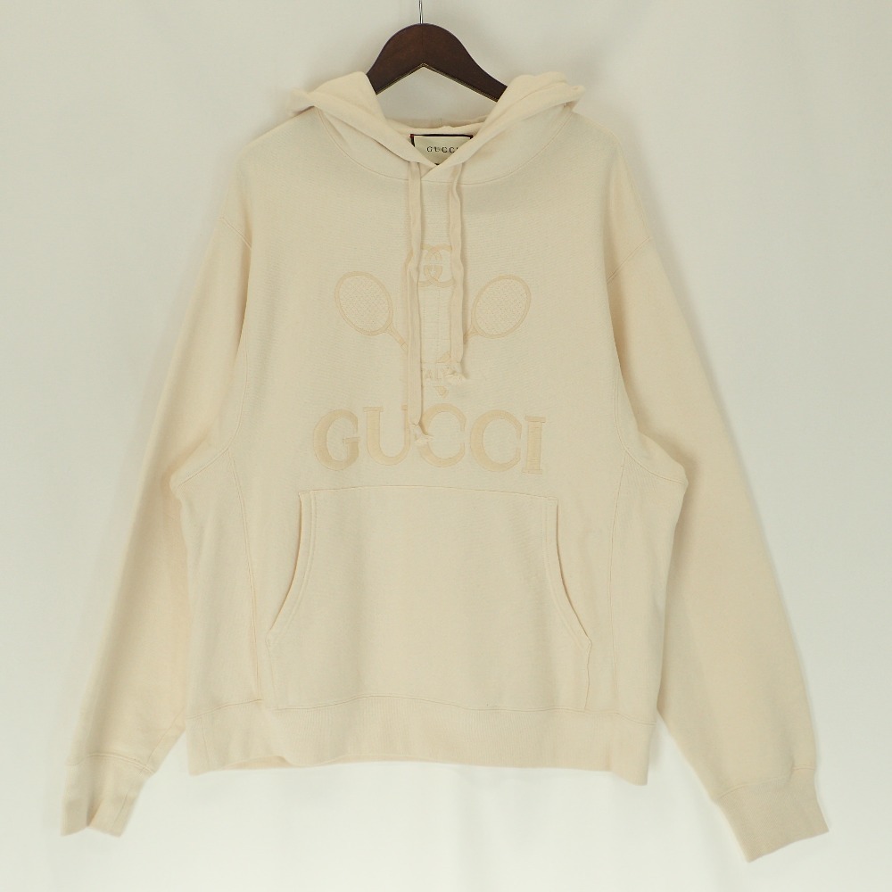 GUCCI グッチ アイボリー テニス コットンプルパーカー ホワイト M