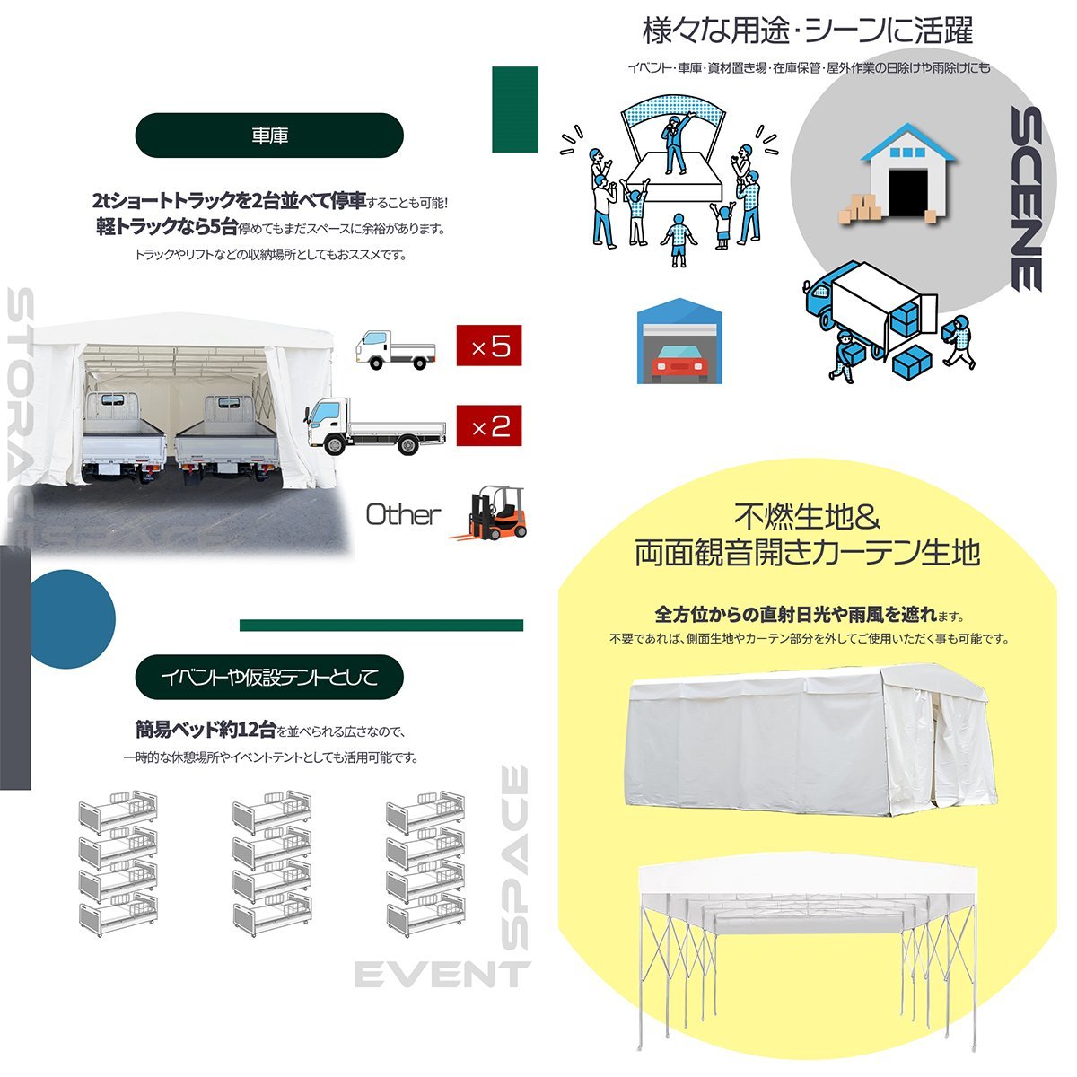 DOMEDEPOT テント倉庫 ガレージテント 36平米 10坪 間口6m×奥行 DOMEDEPOT テント倉庫 ガレージテント 36平米 10坪 間口6m×奥行