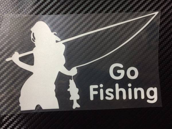 【ブラックのみ】Go Fishing 釣り美女 ステッカー ダイワ シマノ がまかつ_画像1