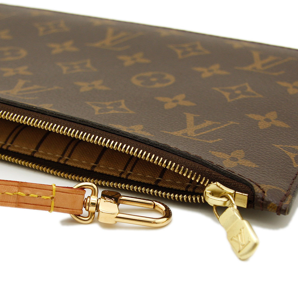 中古良品 ルイヴィトン トートバッグ モノグラム ネヴァーフル MM M40995 LOUIS VUITTON 2way A4対応 フランス製 ポーチ付き ブラウン_画像10