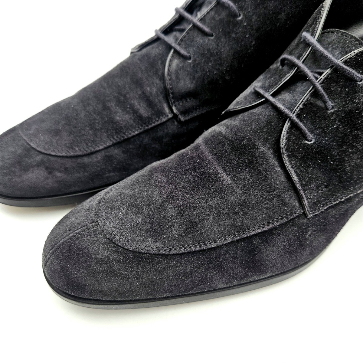 GIORGIO ARMANI ジョルジオ アルマーニ ビジネスシューズ 革靴 スエード Uチップ 外羽 ブラック サイズ43 メンズ 512-1_画像2