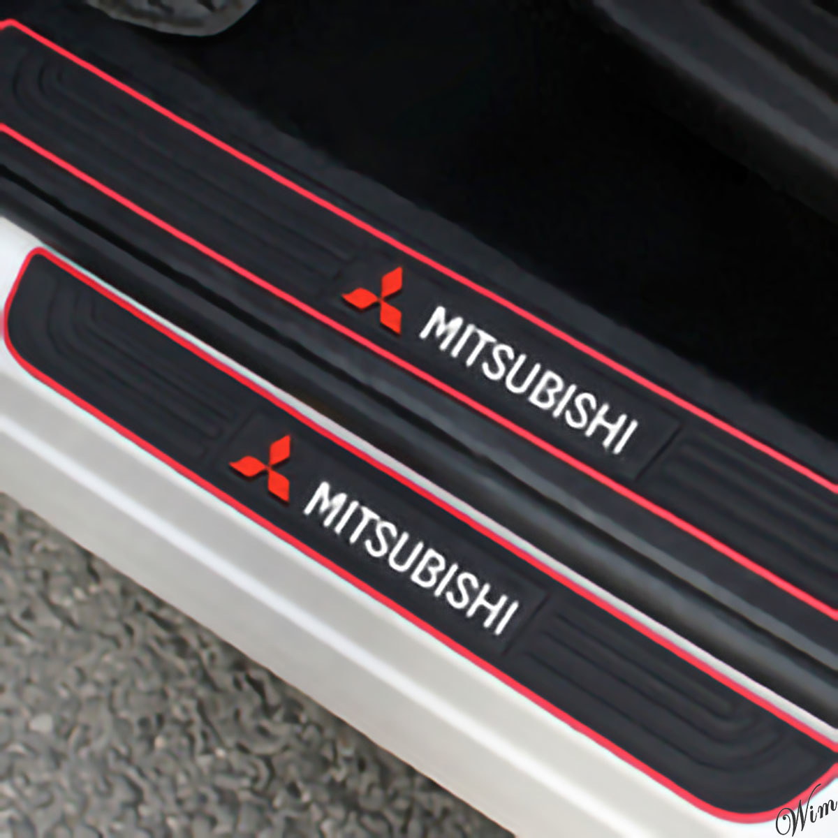 * side sill bending surface also firmly Fit * side step guard 4 sheets insertion thin type easy installation automobile Mitsubishi scuff plate Red Line 