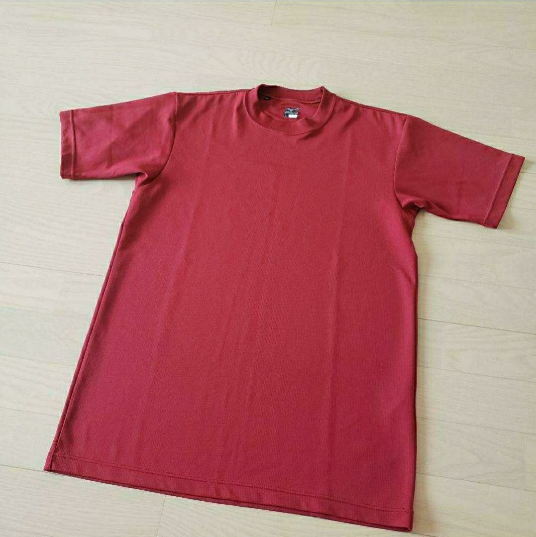 【お買得】MIZUNO/野球半袖丸首アンダーシャツ/トレーニングシャツ/ゆったりLサイズ/赤