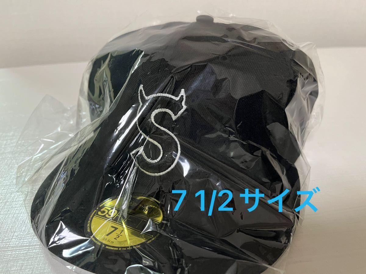 新品 Supreme S Logo New Era Black 7 1/2 59Fifty Sロゴ ツノ｜PayPay