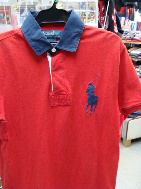 Polo Ralph Lauren ポロラルフローレン 鹿の子 ラガーシャツ 赤 (M) ポロシャツ_画像1