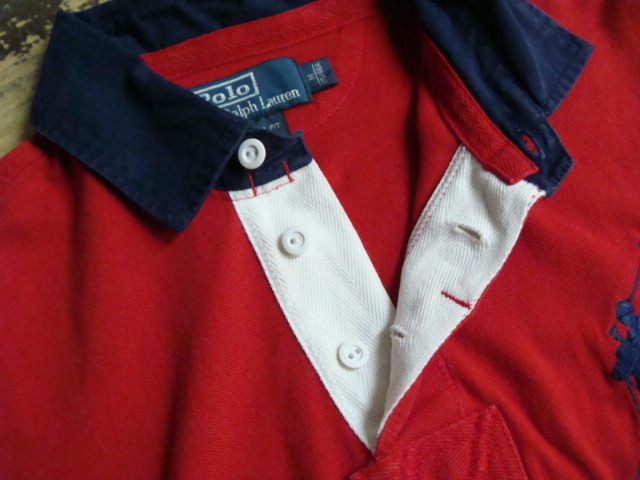 Polo Ralph Lauren ポロラルフローレン 鹿の子 ラガーシャツ 赤 (M) ポロシャツ_画像5