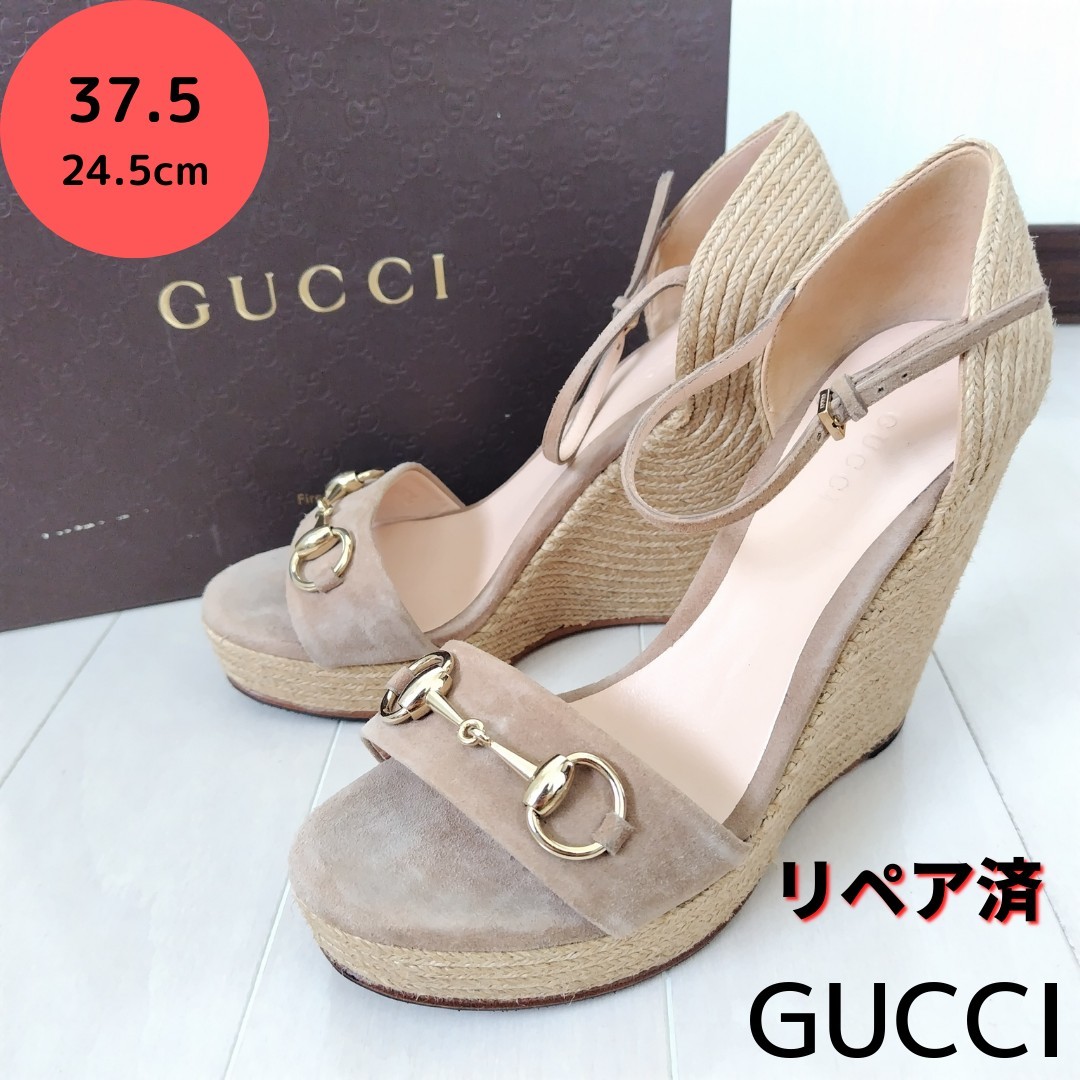 ヤフオク! - 良品箱付き☆GUCCI【グッチ】ホースビットウエッジソール...