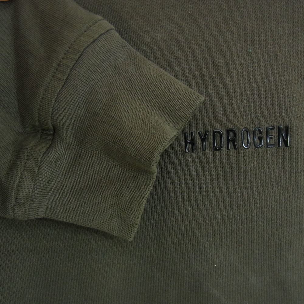 ハイドロゲン HYDROGEN ラバーロゴ コットン 丸首 クルーネック 長袖 Tシャツ カーキ系 M【中古】_画像6