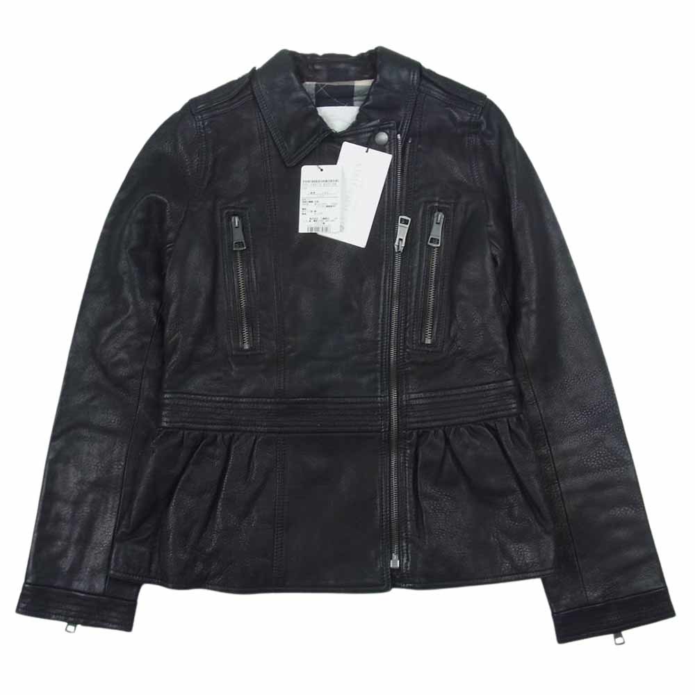 バーバリー チルドレン BURBERRY CHILDREN C8F13-653-09 ヨーク レザー ダブル ライダース 羊皮 ブラック系 140【美品】【中古】_画像1