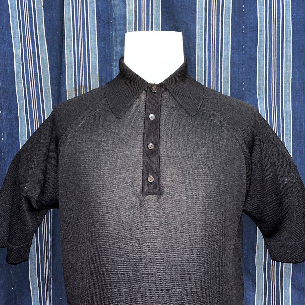超爆安 shirt sleeve half mcgregor 60s 50s ラグラン ループカラー 50年代 アメリカ製 黒 ポロシャツ マクレガー 60年代 Mサイズ
