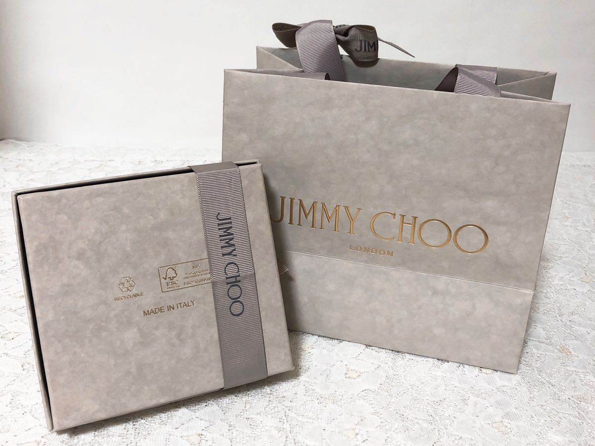 ジミーチュウ「 JIMMY CHOO」 ショッパー・小物用空箱 ・保存袋のセット(1878)コインケース・カードケース・小さめ折財布用 ギフト可_画像2