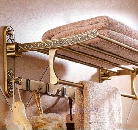 L935* новый товар полотенце подставка полотенце держатель полотенце балка полки крюк складной стена Gold retro Vintage античный модный ванная .