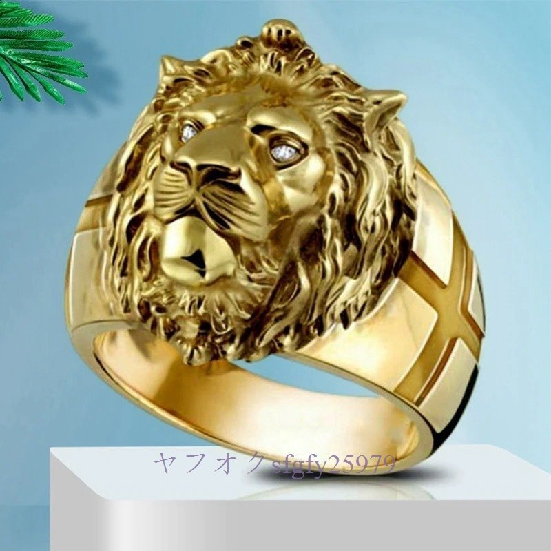 O894☆新品メンズ リング 指輪 男性ステンレス鋼のメンズリング金またはライオンの頭の形をしたリングパーティージュエリー_画像1