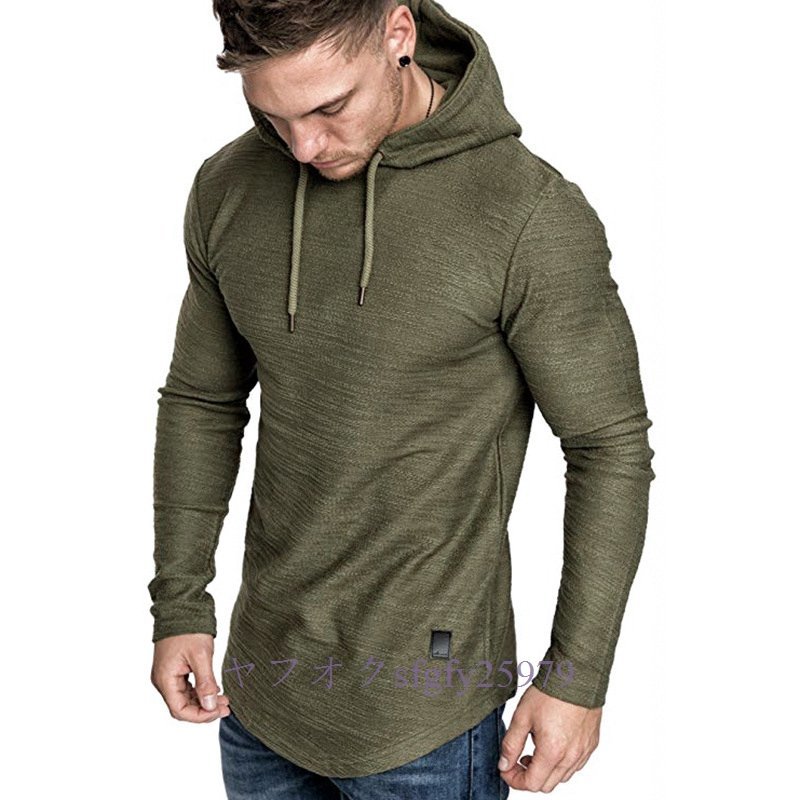 A588I* new goods popular long sleeve men's leisure t shirt training wear tops with a hood .E