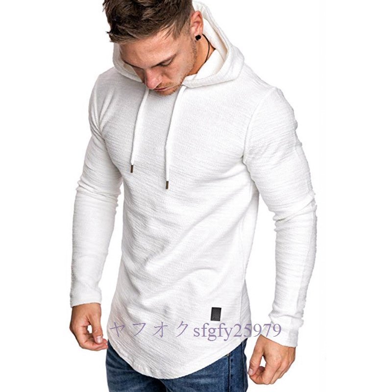A588I* new goods popular long sleeve men's leisure t shirt training wear tops with a hood .E