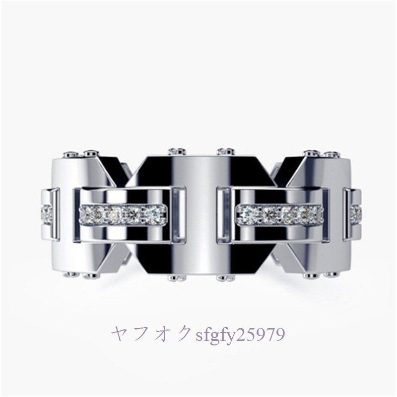 A317J☆新品人気指輪 輪の形 ダイヤモンド アクセサリー リング 透かし彫り オシャレ 色とサイズ選択可B_画像8