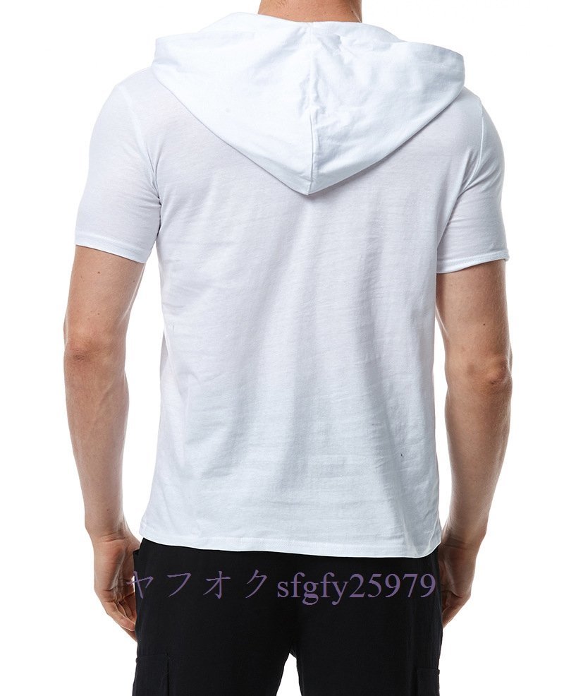A596I☆新品人気 メンズ フード付き　半袖 レジャーtシャツ　トレーニングウェア　トップス レジャー B_画像9