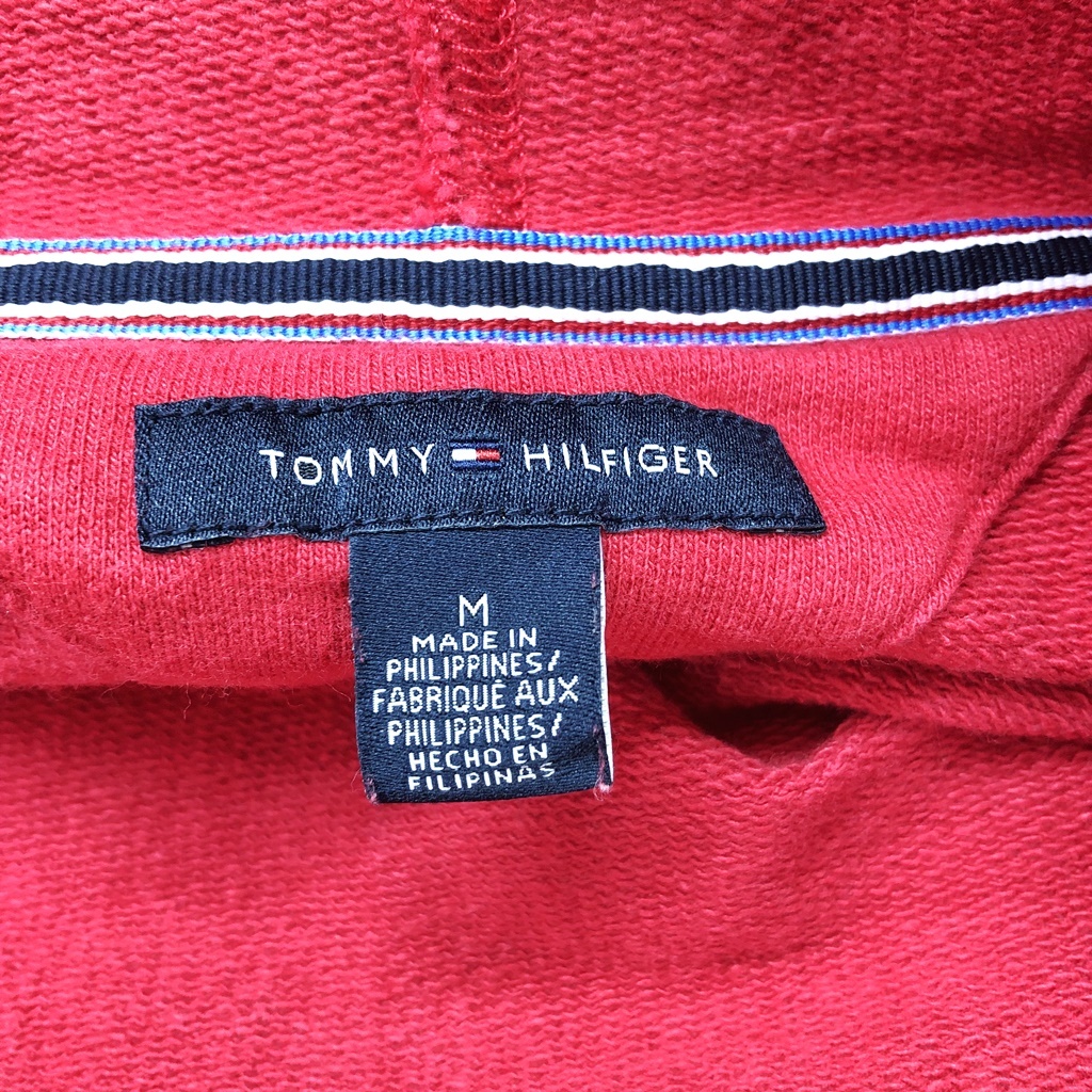 【人気】Tommy Hilfiger/トミーヒルフィガー パーカー スウェット素材 ジップアップ 刺繍 コットン100％ レッド サイズM レディース/S5571_画像5