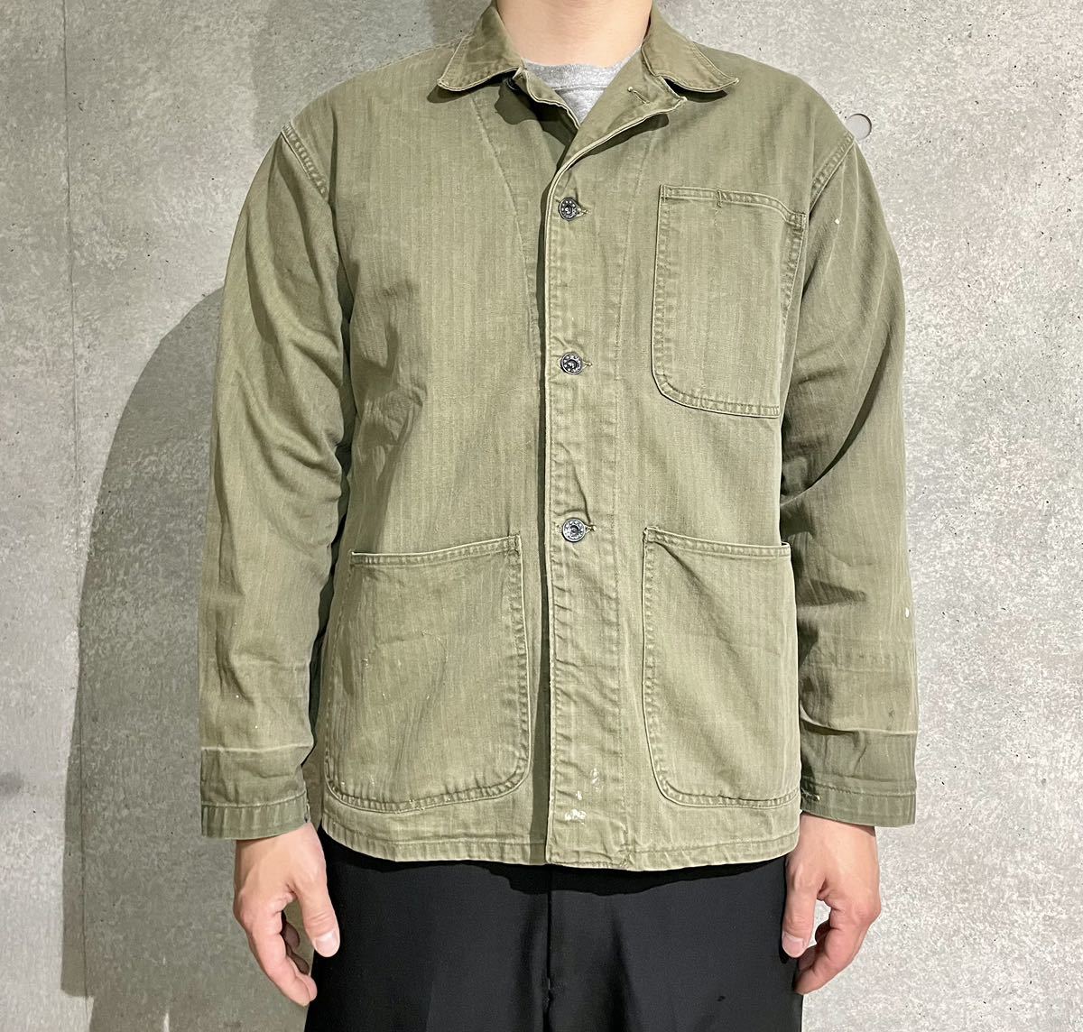 40s US NAVY N-3 HBT JACKET 40 米軍実物 月桂樹 ビンテージ