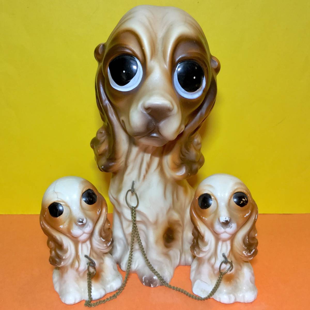 1970年代 Big Eyes ビッグアイズ ビッグアイ スパニエル 犬 陶器 置物 Vintage ビンテージ ヴィンテージ セラミックス