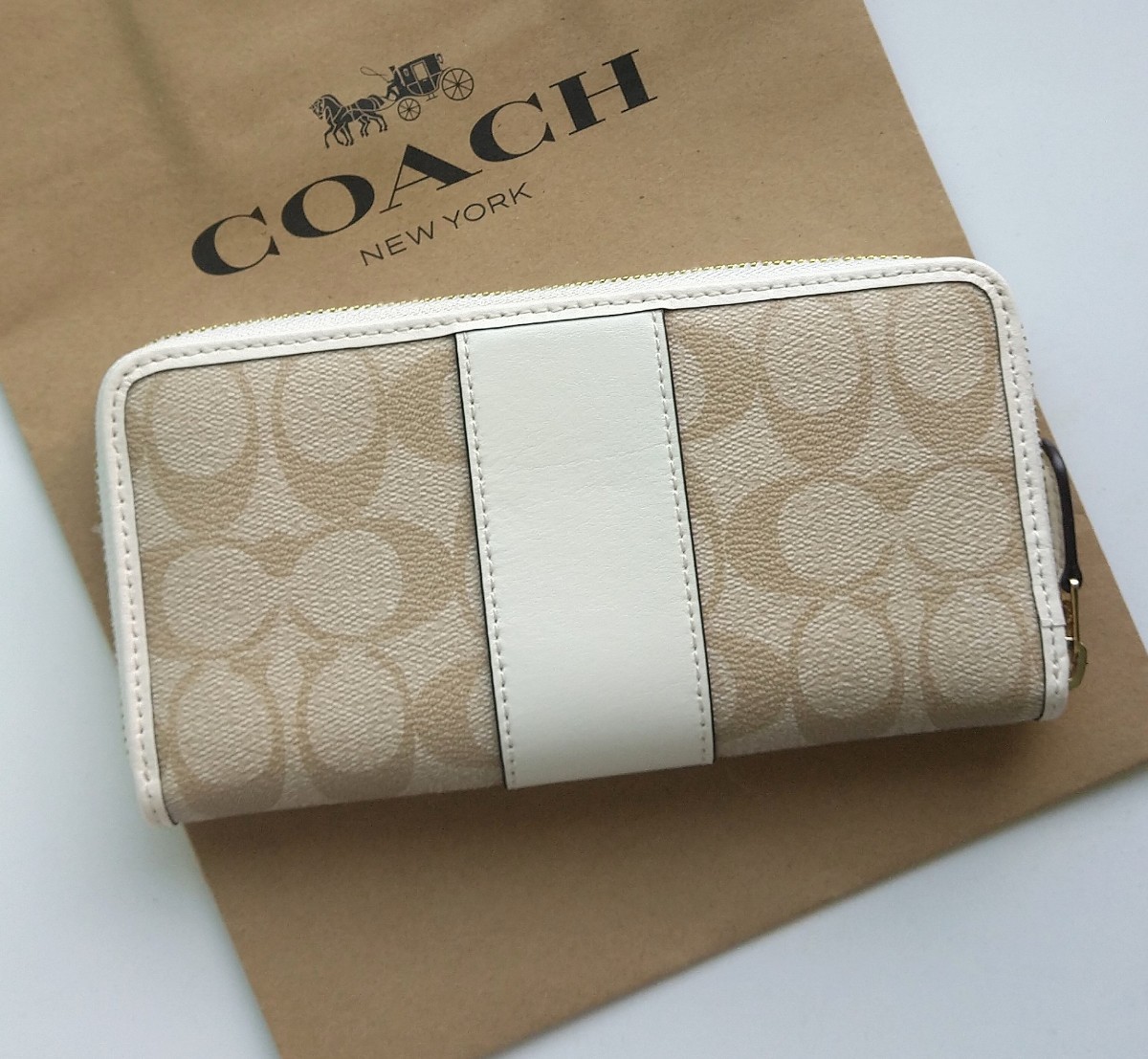 新品/未使用 COACHコーチ 長財布 シグネチャー ライトカーキ×イエロー2-