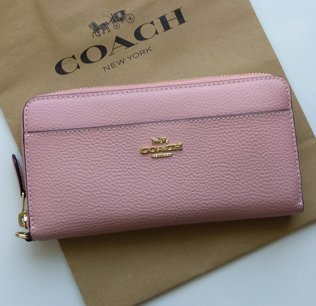 新品】COACH コーチ 長財布 ラウンドジップ ピンク Yahoo!フリマ