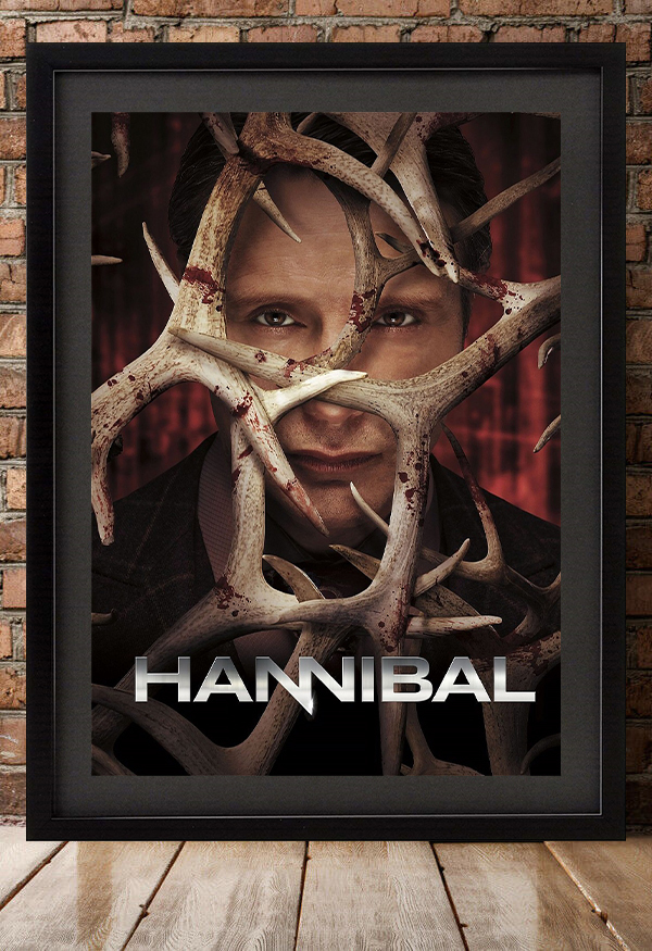 ポスター「HANNIBAL/ハンニバル」③海外TVドラマ★マッツ・ミケルセン/ヒュー・ダンシー/ハンニバル・レクター/ウィル・グレアム_額装イメージ（額は付属しません）