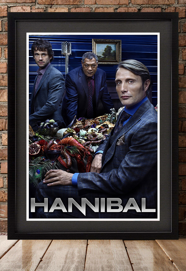 ポスター「HANNIBAL/ハンニバル」④海外TVドラマ★マッツ・ミケルセン/ヒュー・ダンシー/ハンニバル・レクター/ウィル・グレアム_額装イメージ（額は付属しません）