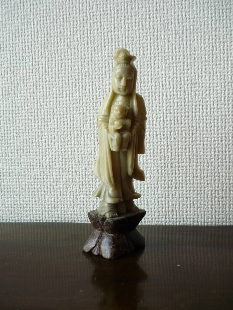 ◇仏教美術　石彫　仏像　母子観音像　母子像◇